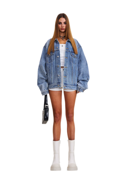 Cross Statue Denim Jacket