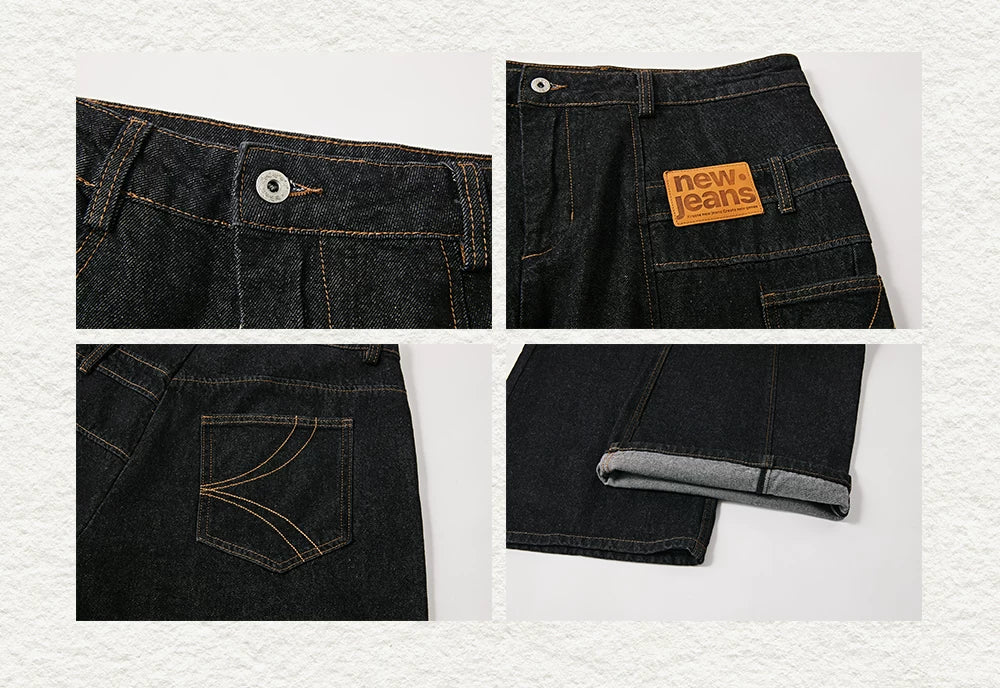 Deconstructed Straight-Leg Raw Denim Jeans