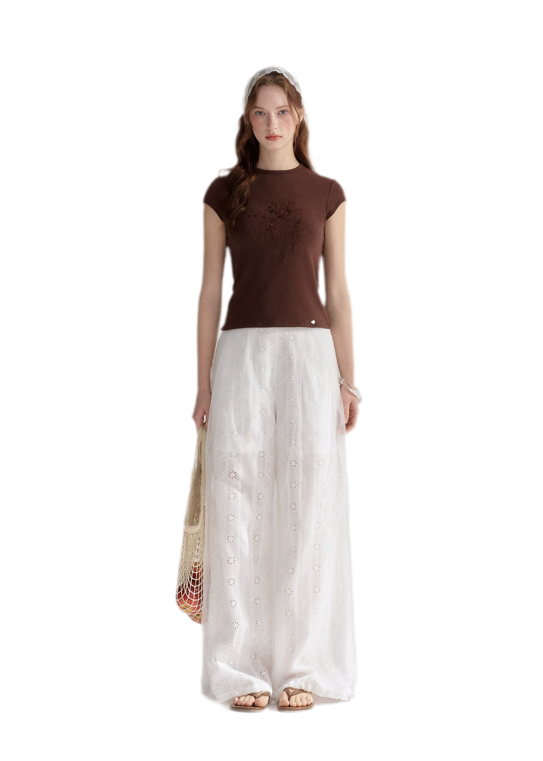 Sheer Eyelet Lantern Pants