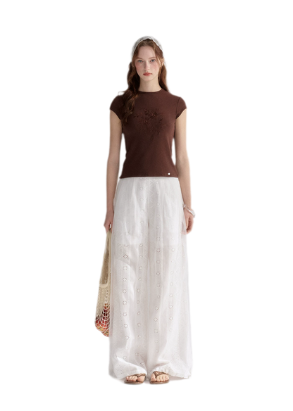 Sheer Eyelet Lantern Pants
