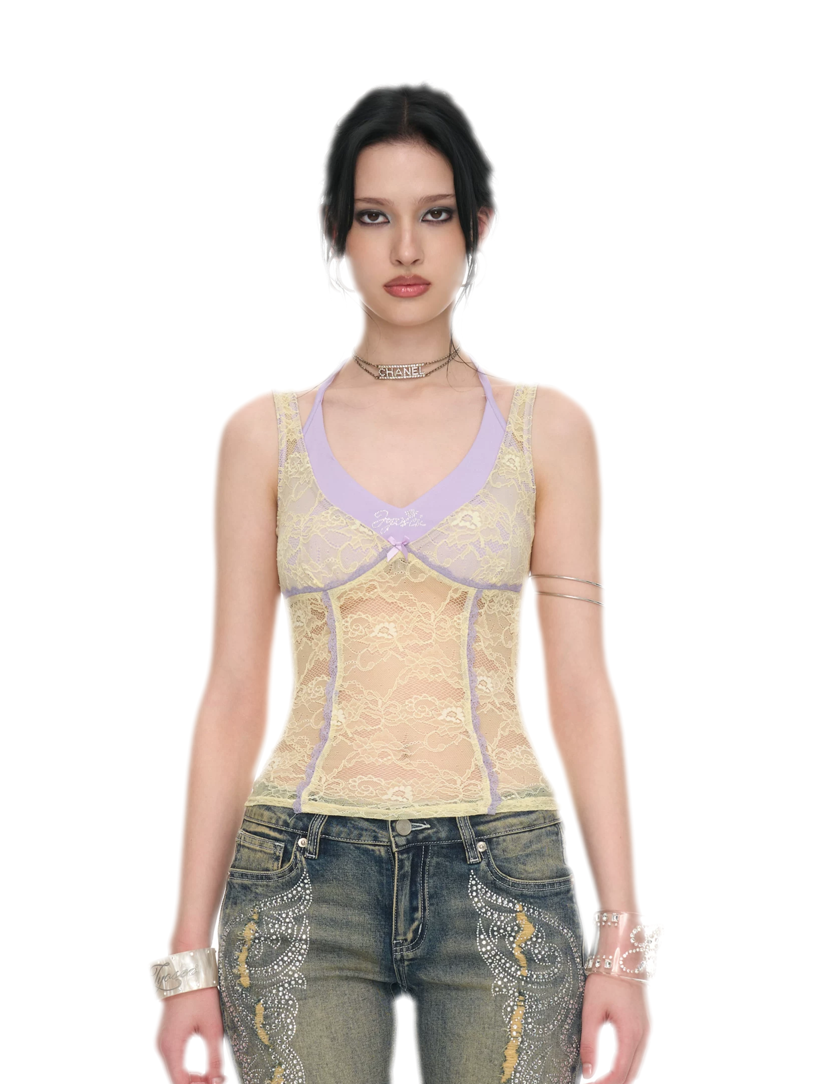 Y2K Lace Halter Camisole
