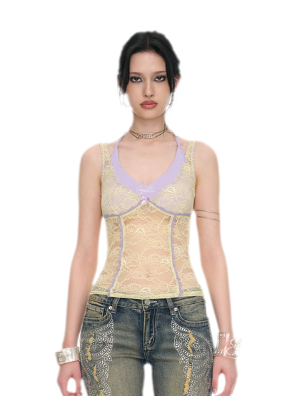 Y2K Lace Halter Camisole