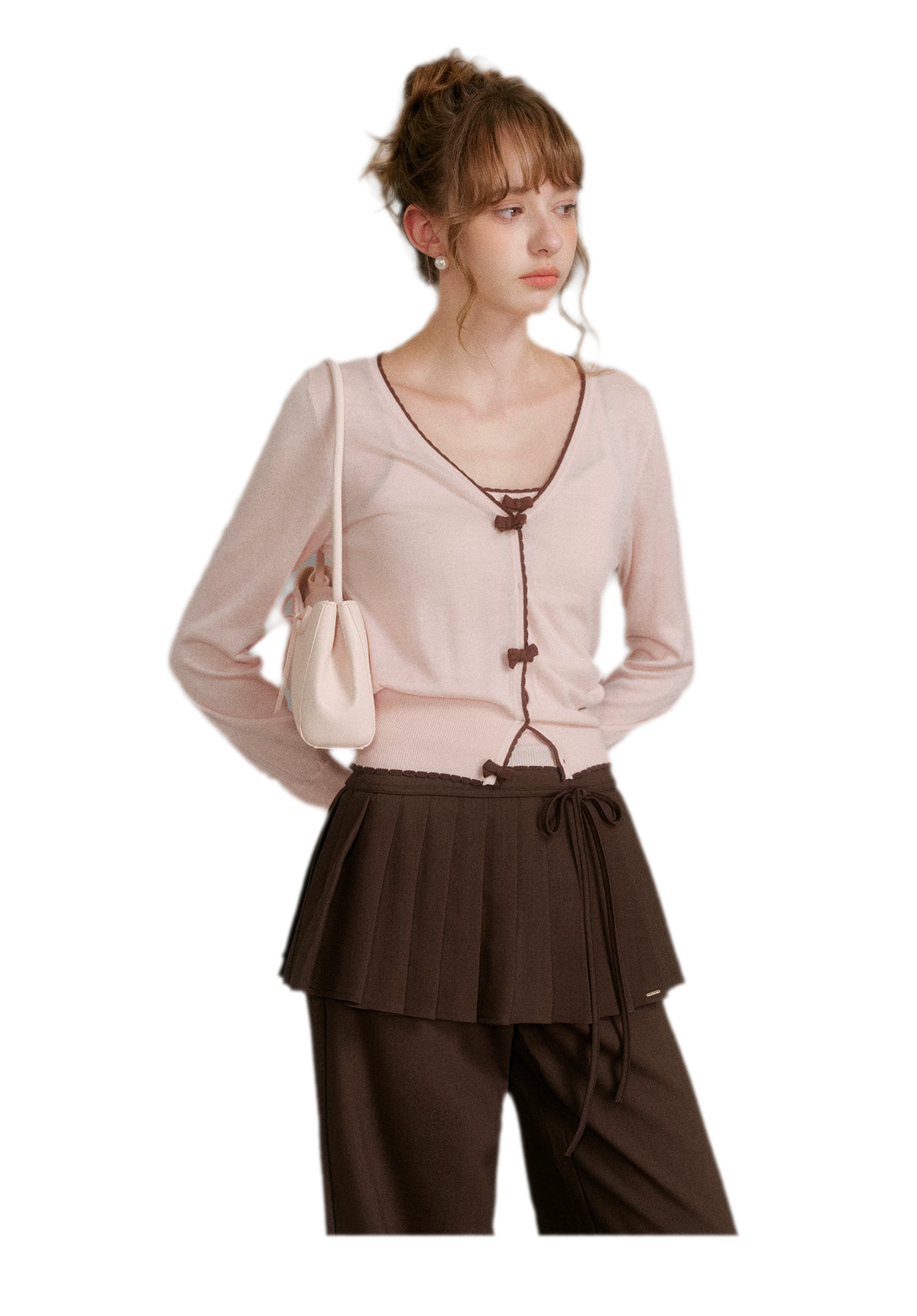 Wool Bow Trim Knit Set