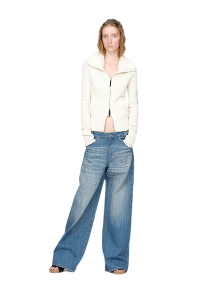 Washed Whisker Wide-Leg Jeans