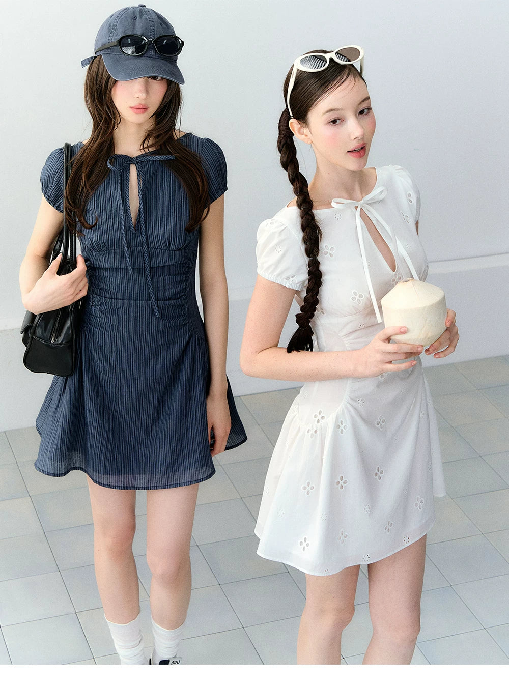 Vintage Embroidered Tie Waist Dress
