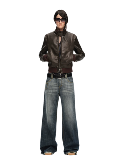 Washed Cotton Straight-Leg Jeans