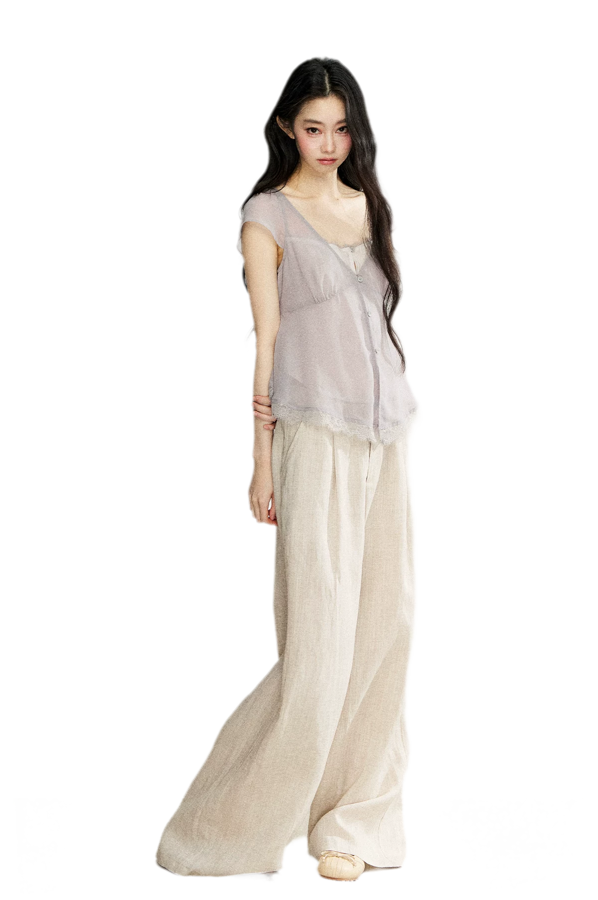 Linen Blend Wide Pants