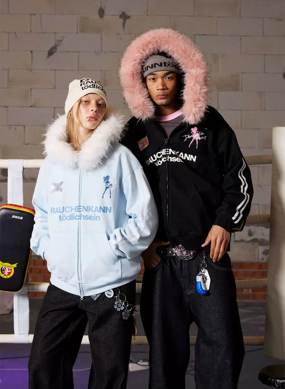 Fur Trim Oversized Zip Hoodie