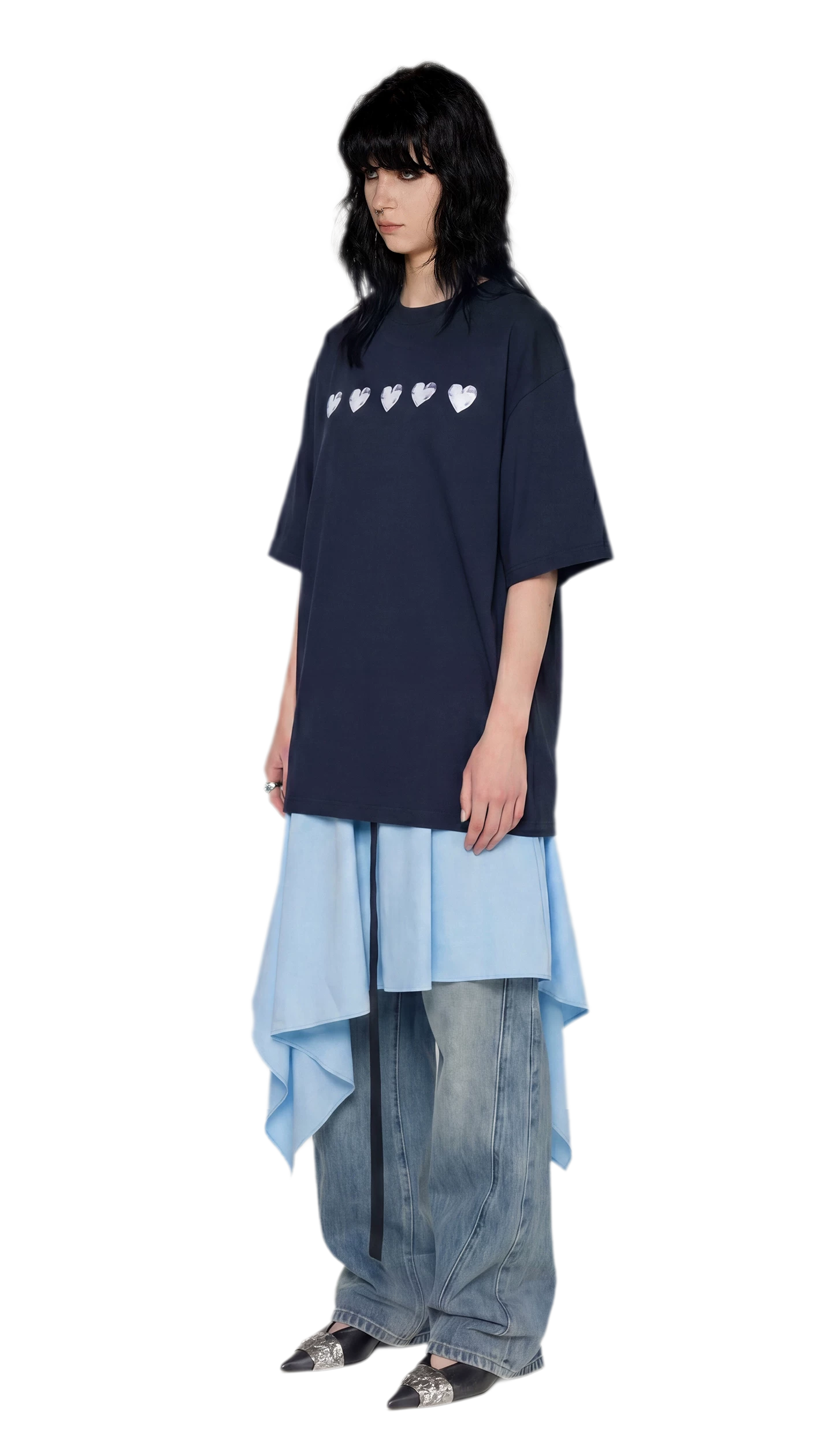 Silver Print Oversized T-Shirt
