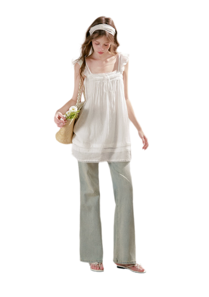Pleated Lace A-Line Dress