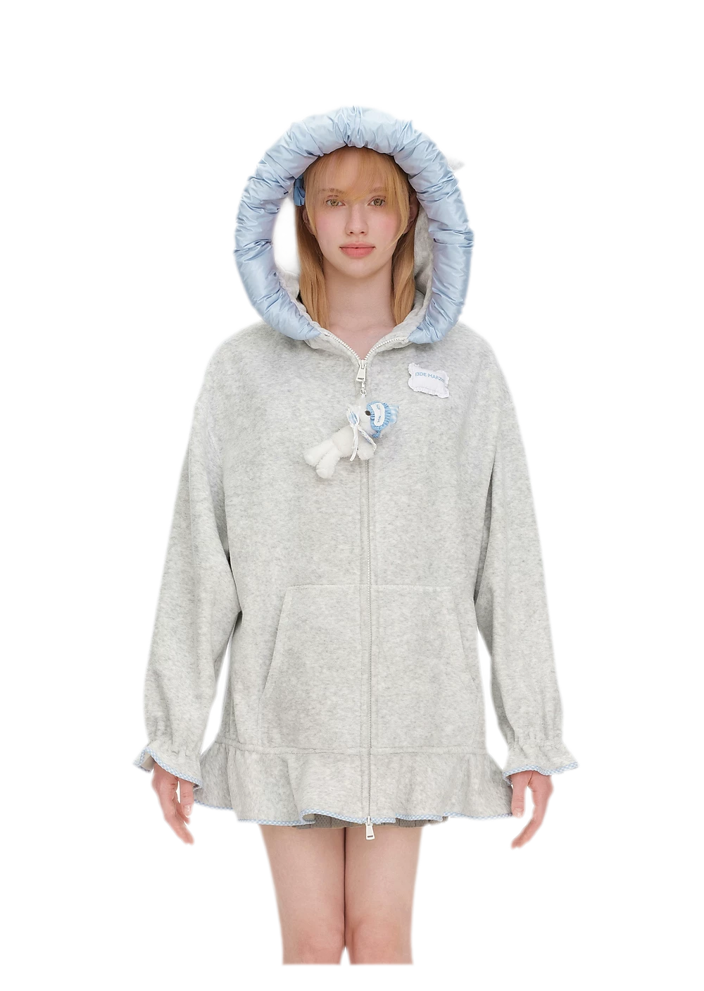Plush Lace-Trimmed Bear Hoodie