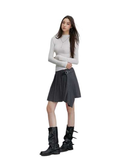 Asymmetric Pleated Strap Skirt