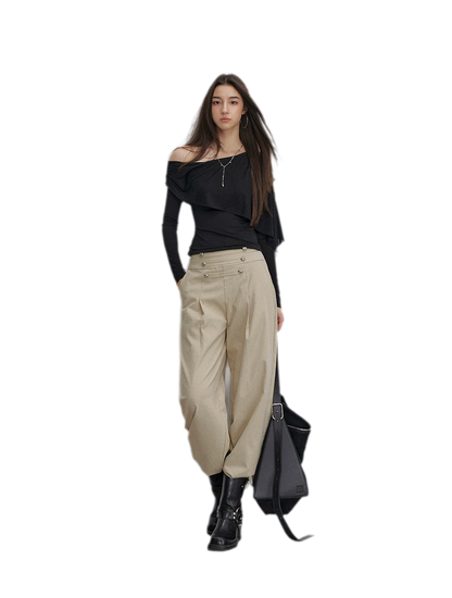 Asymmetrical Button Shoulder Top