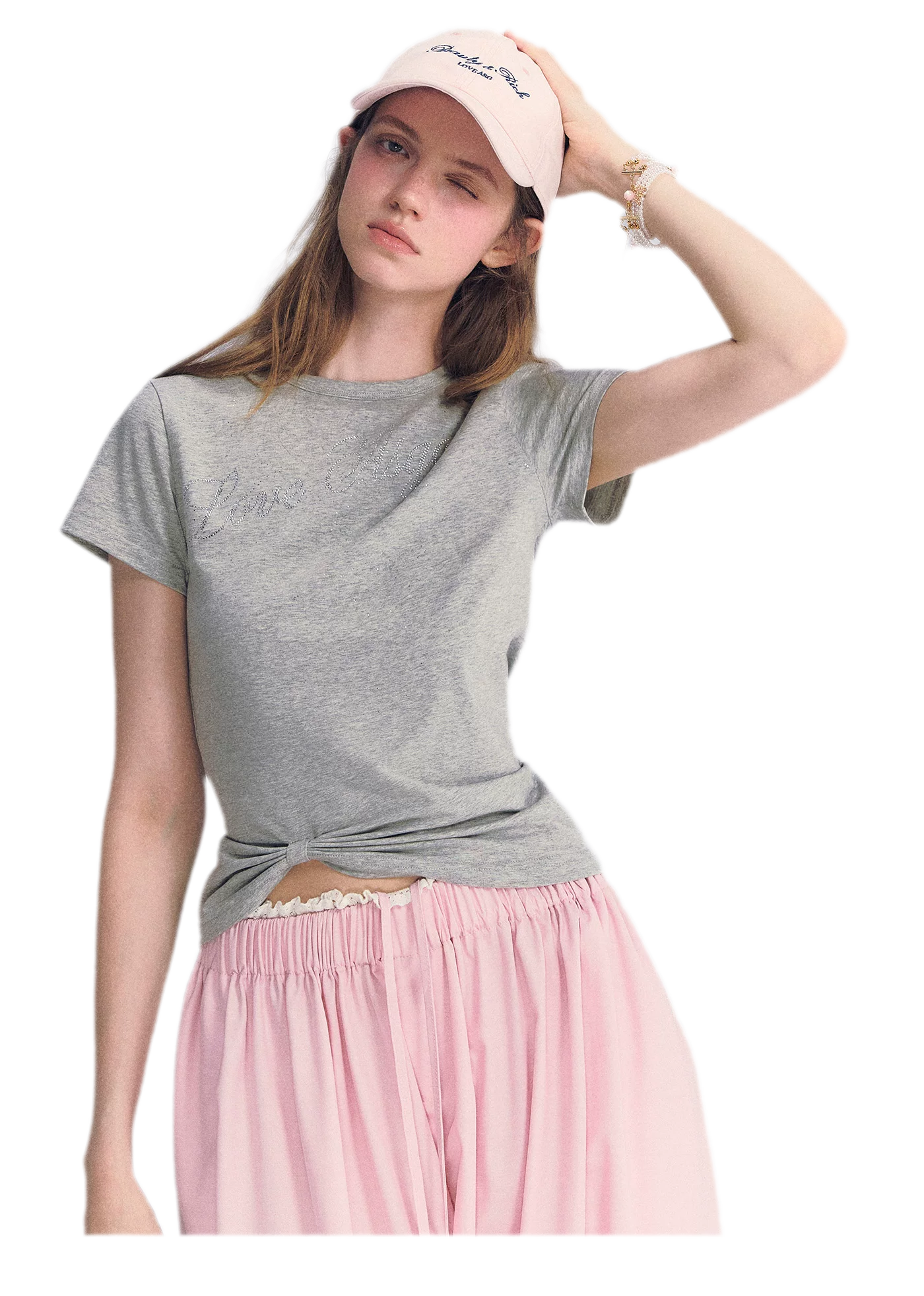 Rhinestone Twisted Hem Tee