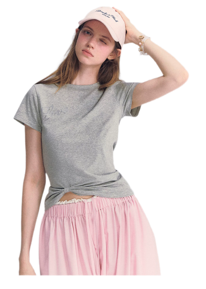 Rhinestone Twisted Hem Tee