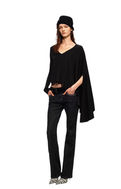 Tencel Geometric Panel Straight-Leg Jeans