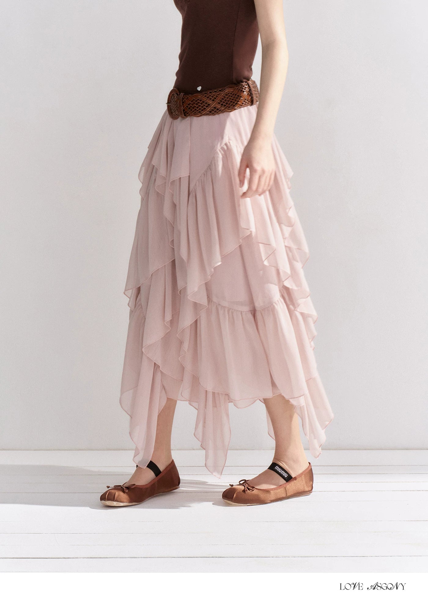 Irregular Ruffle Edge Chiffon Skirt