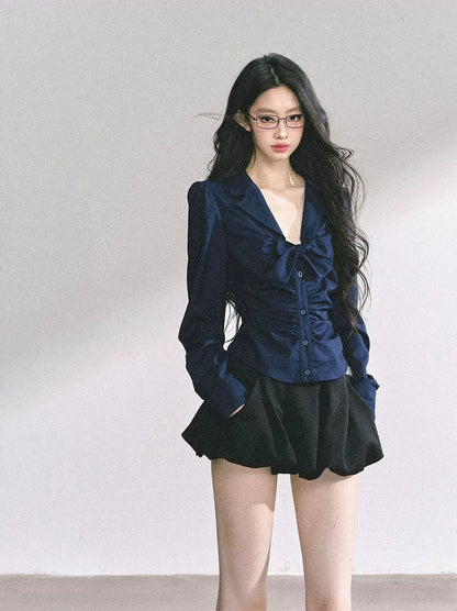 Camisa corta con pajarita