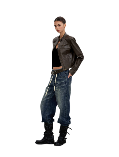 PU Leather Cropped Jacket
