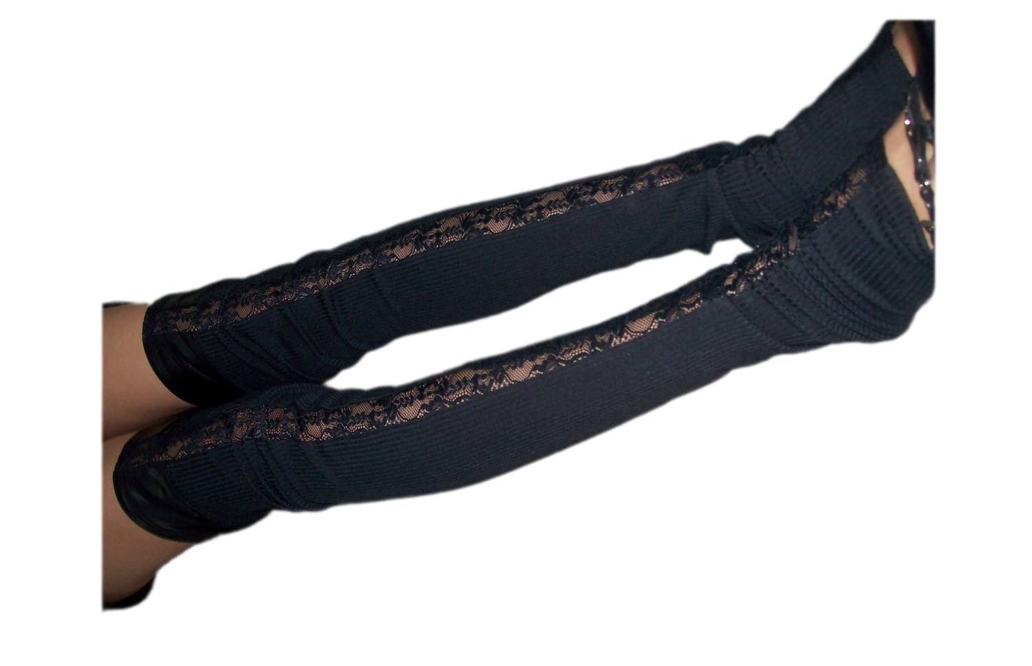 Lace Panel Overknee Socks