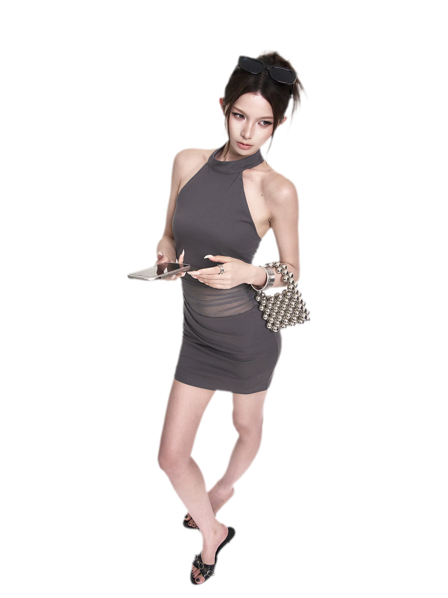 Halter Mesh Bodycon Dress