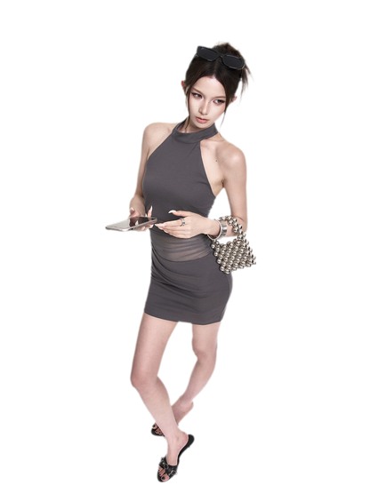 Halter Mesh Bodycon Dress