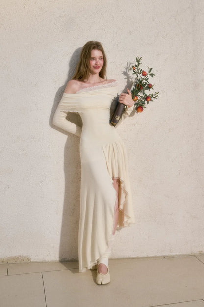Lace One-Shoulder Fitted Dress