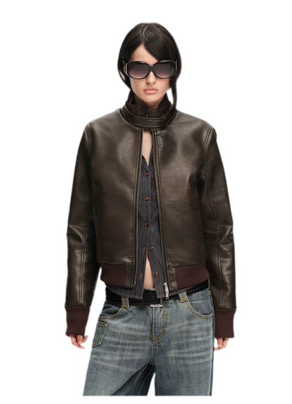 Matte Cropped Biker Jacket