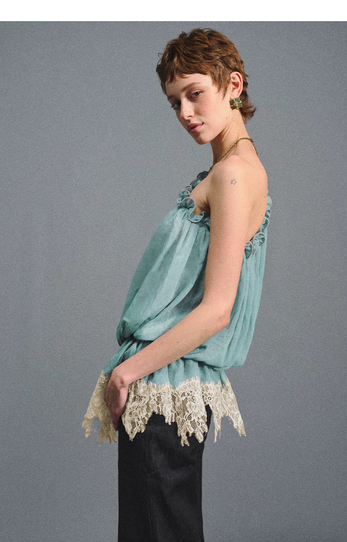 One-Shoulder Chiffon Blouse