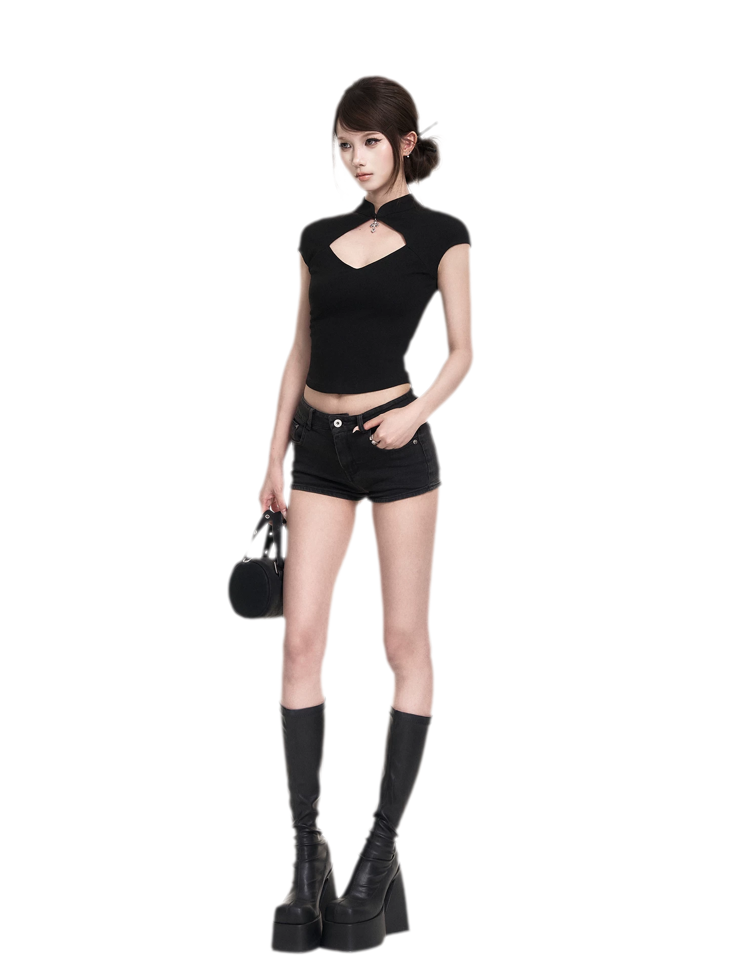 Dark Cutout Cross Tee