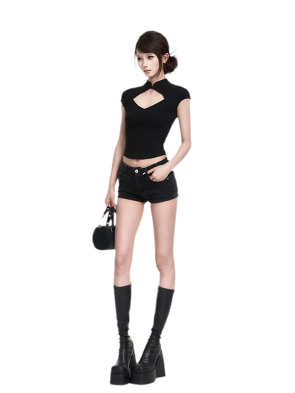 Dark Cutout Cross Tee