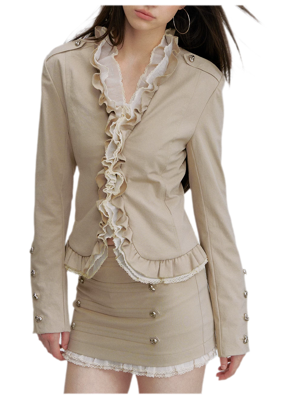 Ruffle Mesh Waist Jacket
