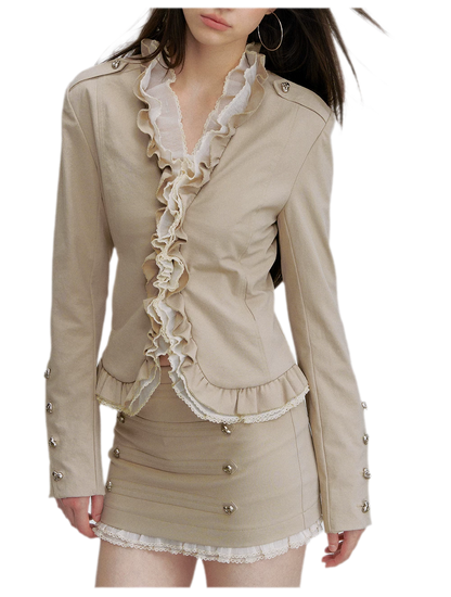 Ruffle Mesh Waist Jacket