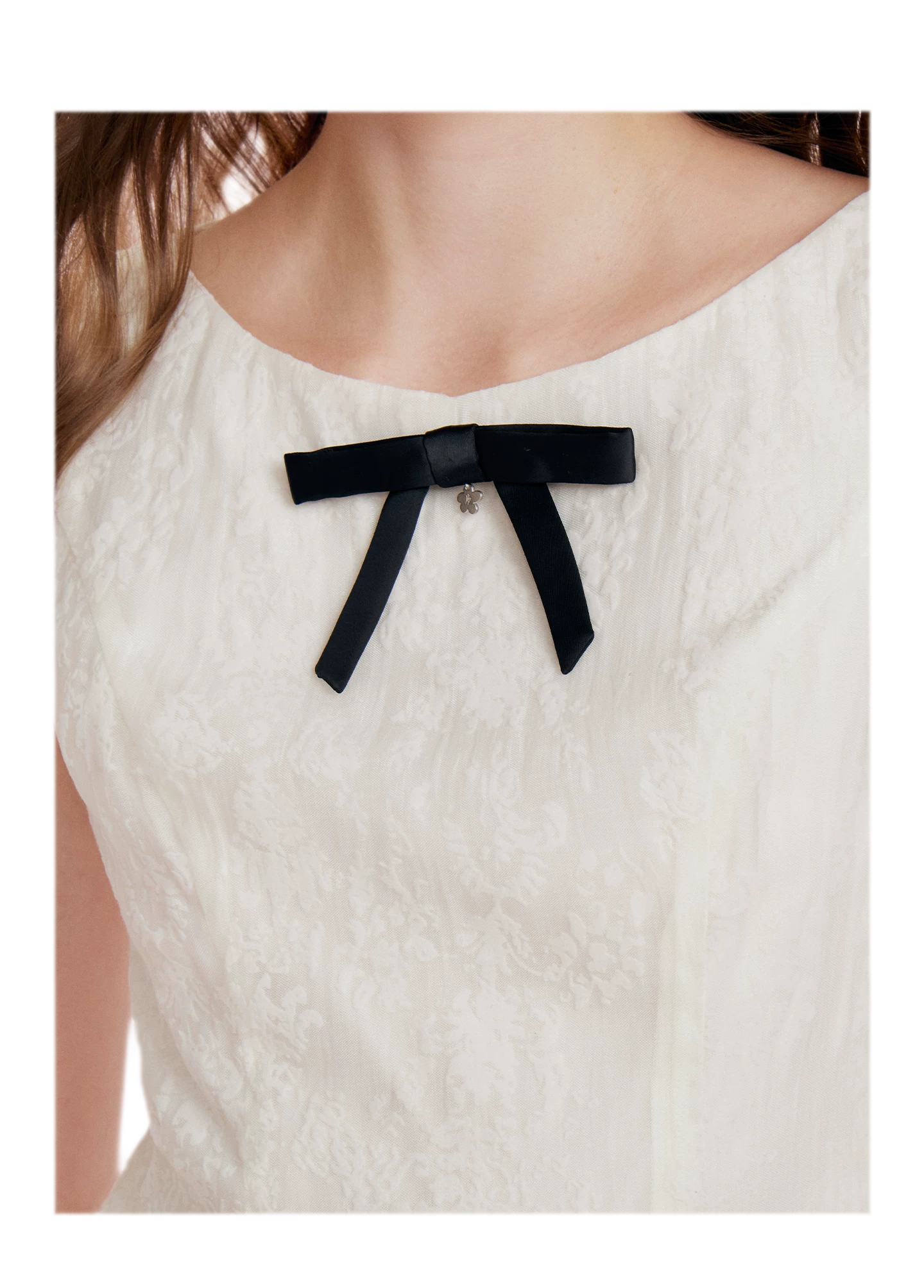 Flocked Bow A-Line Dress
