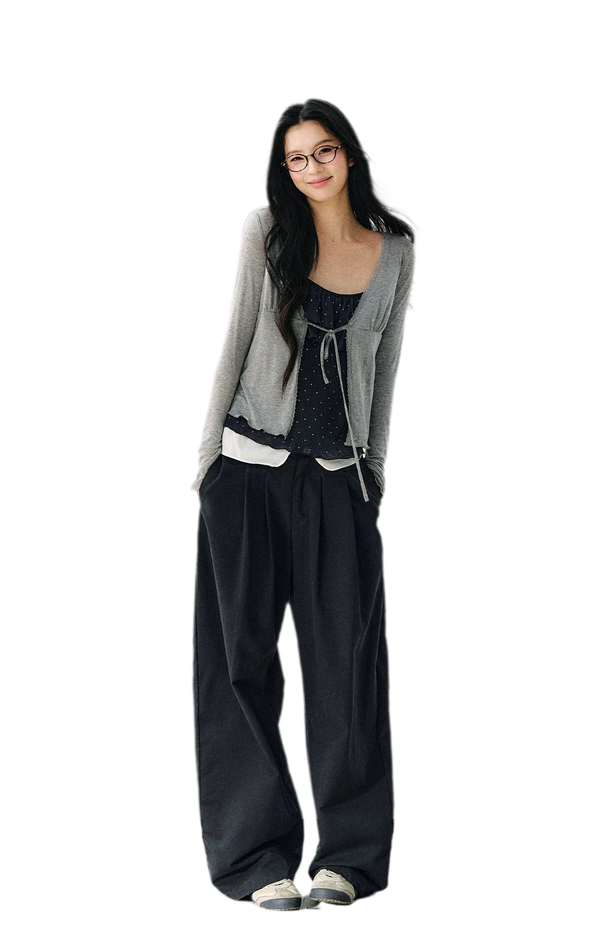 Sheer Drawstring Ruffle Cardigan