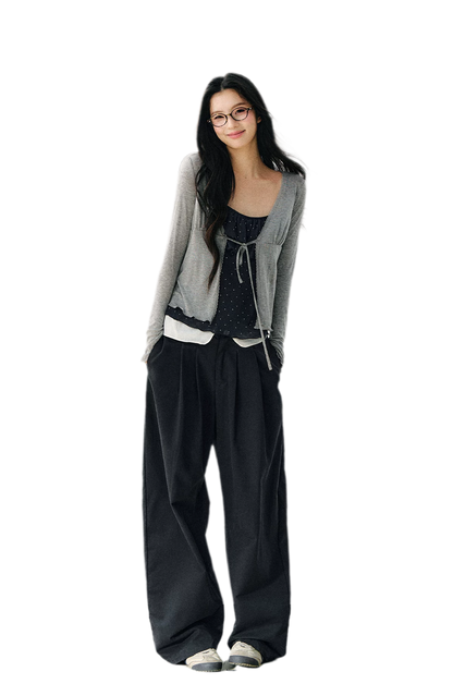 Sheer Drawstring Ruffle Cardigan