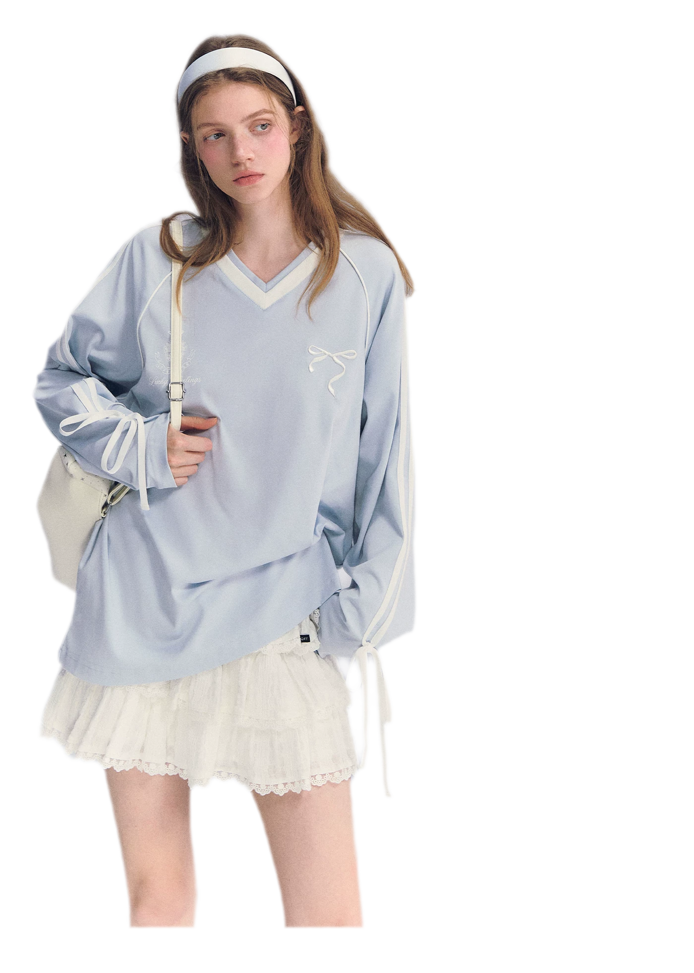 Colorblock Bow Embroidered Tee