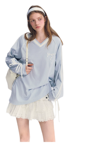 Colorblock Bow Embroidered Tee