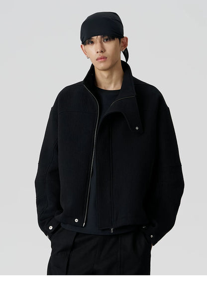 Wool Blend Stand-Collar Jacket