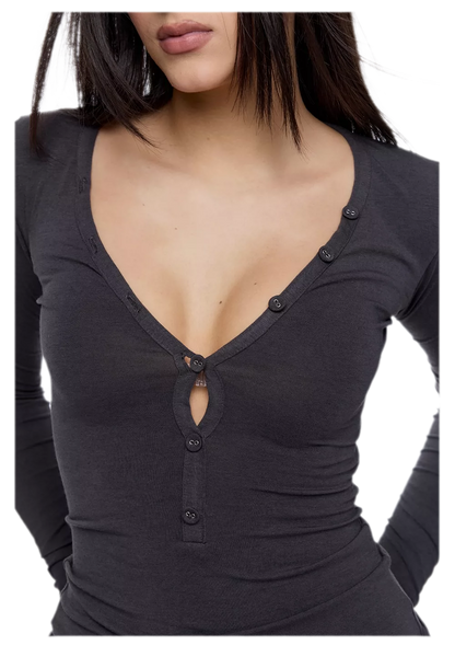 Slim V-Neck Knit Top