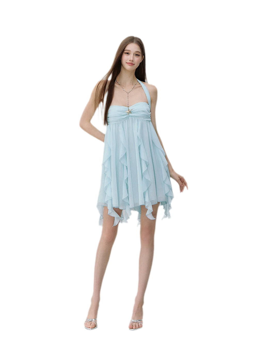 Starfish Ruffle Halter Dress