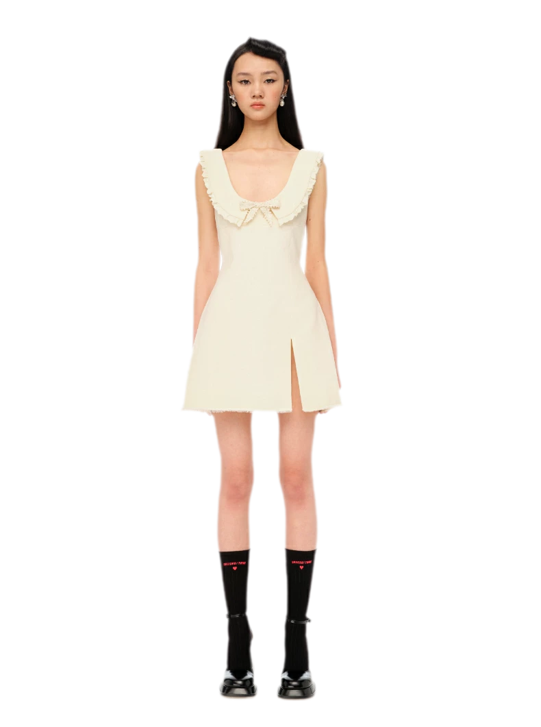 Rhinestone Bow A-Line Dress
