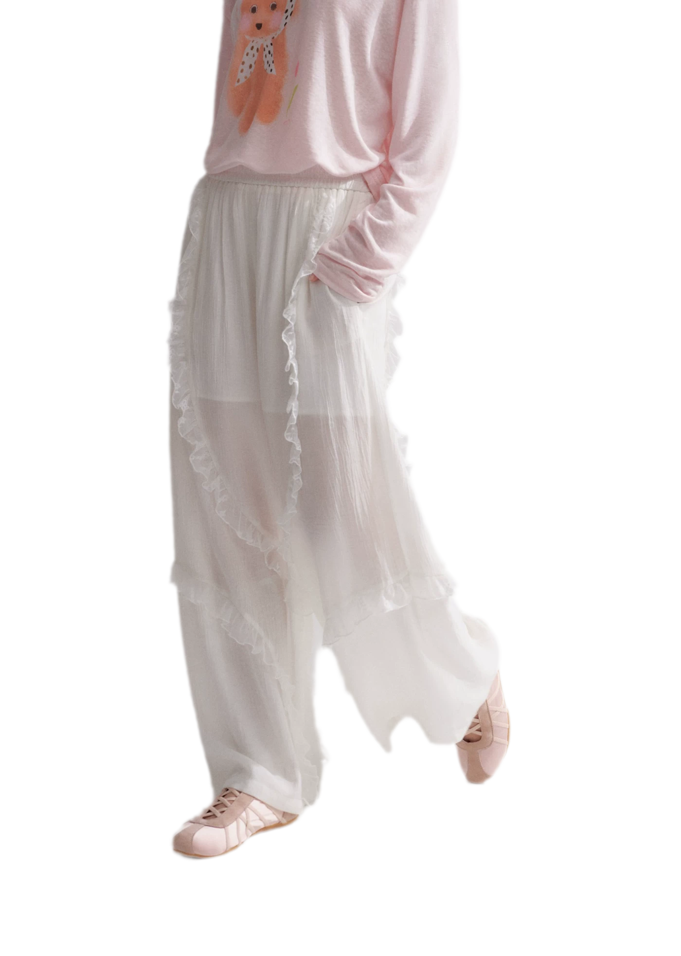 Lace Textured Wide Pants