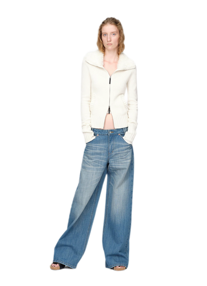 Wool Ribbed Fitted Cardigan