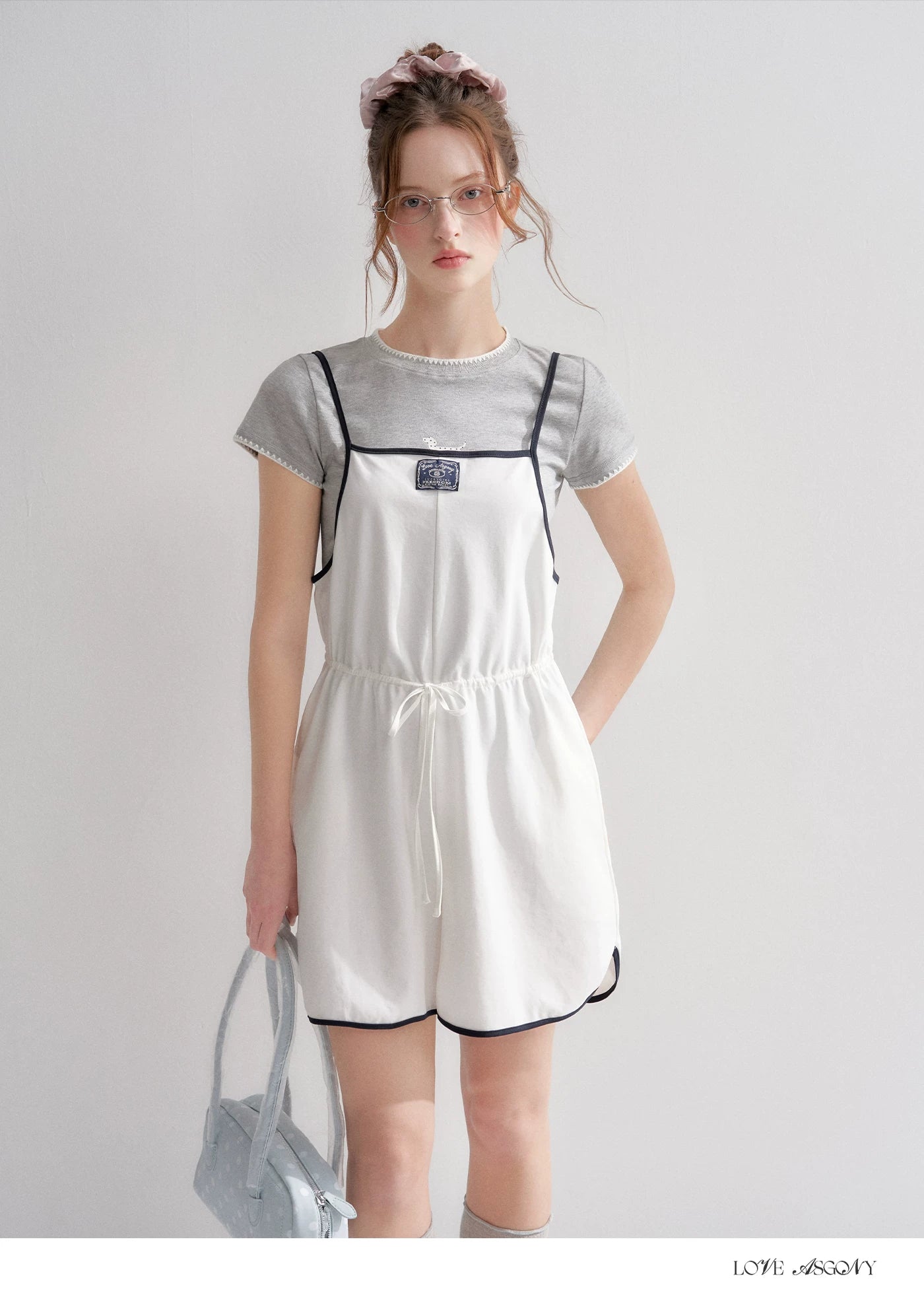 Contrast Piping Drawstring Waist Jumpsuit