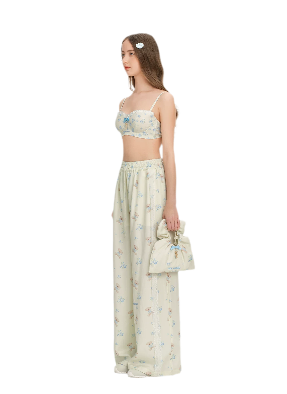 Floral Print Wide-Leg Trousers