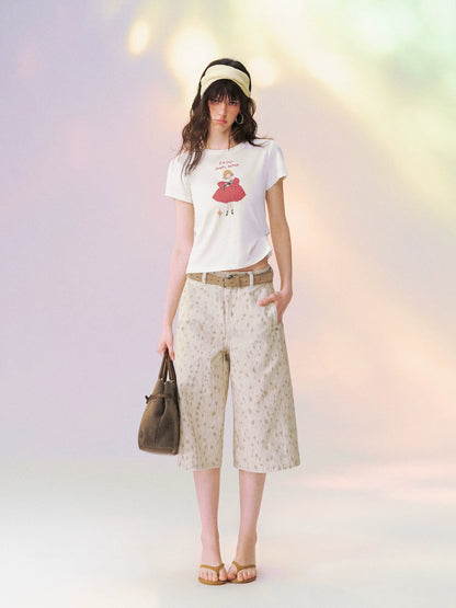 Spotted Deer Denim Mid-Length Shorts