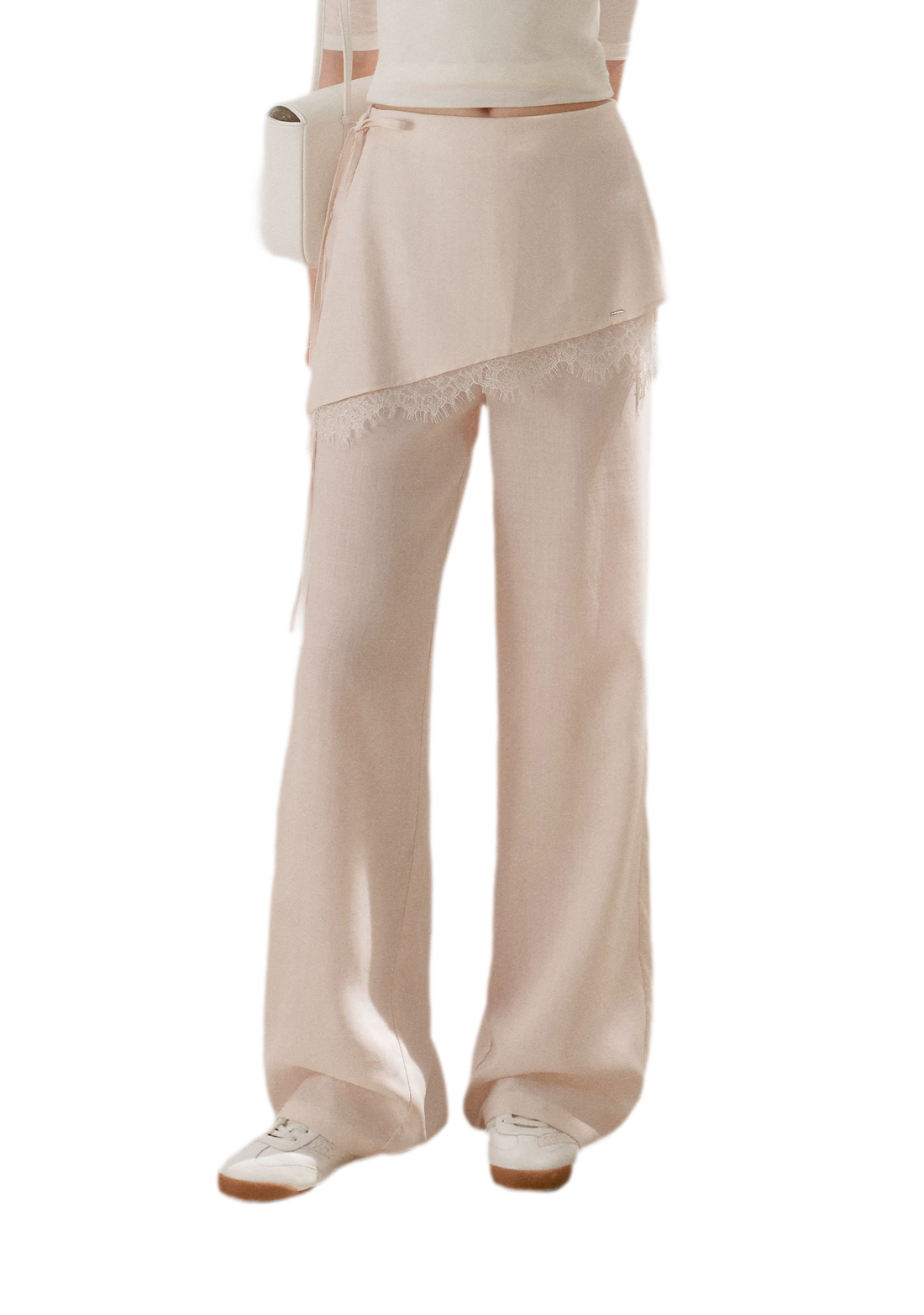 Lace Detail Casual Wide-Leg Pants