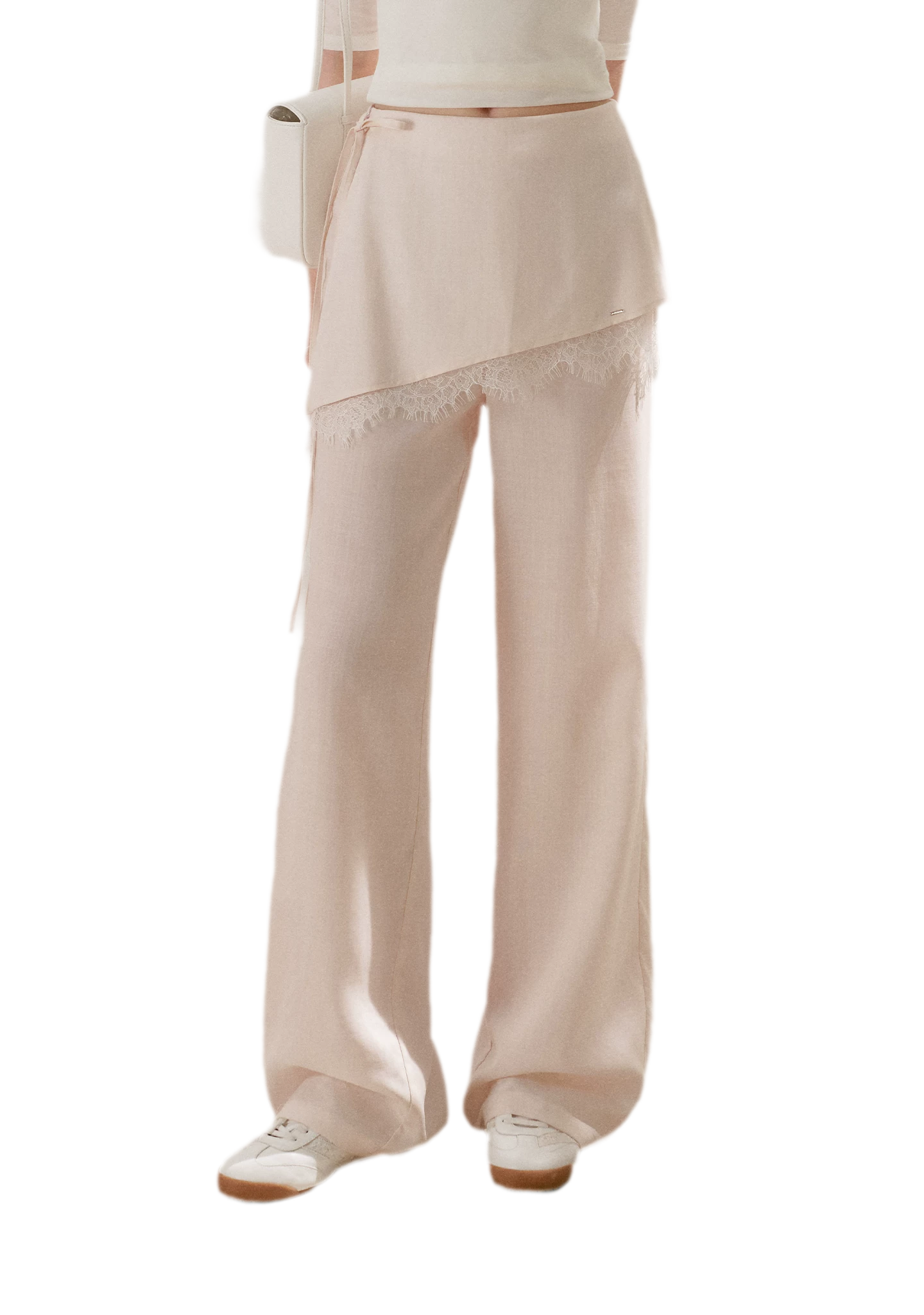 Lace Detail Casual Wide-Leg Pants