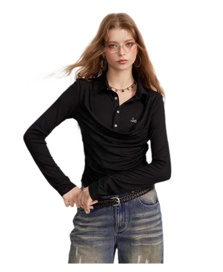 Ruched Layered Polo Top